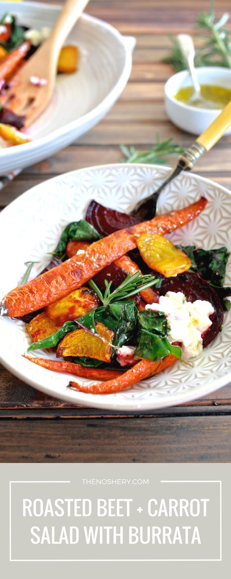 Roasted Beets and Carrots Salad with Burrata | http://thenoshery.com/?utm_campaign=coschedule&utm_source=pinterest&utm_medium=The%20Noshery&utm_content=Roasted%20Beets%20and%20Carrots%20Salad%20with%20Burrata Roasted Carrots With Burrata, Roasted Beets And Carrots With Burrata, Roast Beets And Carrots, Roasted Beet And Carrot Salad With Burrata, Roasted Beets And Carrots Salad With Burrata, Honey Roasted Beets And Carrots, Roasted Beets And Carrots Balsamic, Fall Vegetable Side Dishes, Burrito Salad