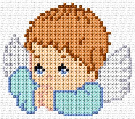 Punto De Cruz, Hama Bead Y Punto Diamante Cross Stitch Calculator, Cross Stitch Pattern Maker, Christian Cross Stitch, Cross Stitch Fairy, Cross Stitch Angels, Xstitch Patterns, Xmas Cross Stitch, Stitch And Angel, Beautiful Cross Stitch