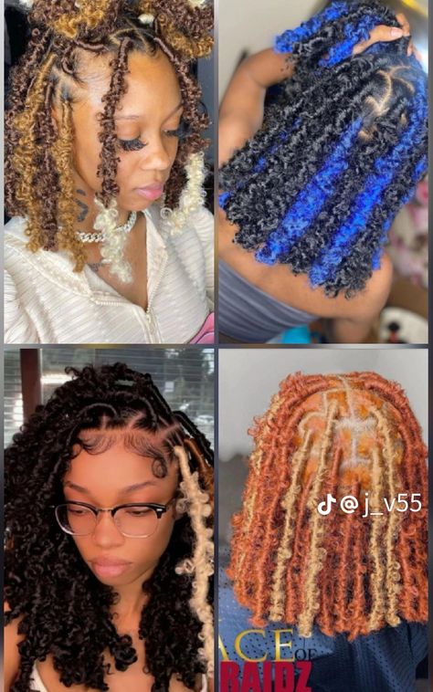 Bob Butterfly Locs With Color, Brown And Blonde Butterfly Locs, Blonde And Black Butterfly Locs, Peekaboo Butterfly Locs, Group Hairstyles, Color Butterfly Locs, Skl Hairstyles, Hair Color For Brown Skin, Brown And Blonde