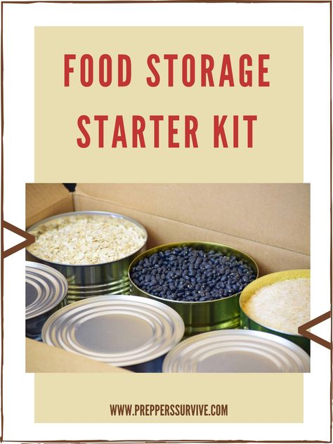 Having a month's supply of food storage is simpler than you might think.  It's known as a Food Storage Starter Kit : 1. Oats 2. Rice 3. Beans 4. Flour... Lds Food Storage, Prepper Pantry, Prepper Food, Preppers Pantry, Chowder Soup, Survival Supplies, Oats Breakfast, Urban Survival, Prepper Survival