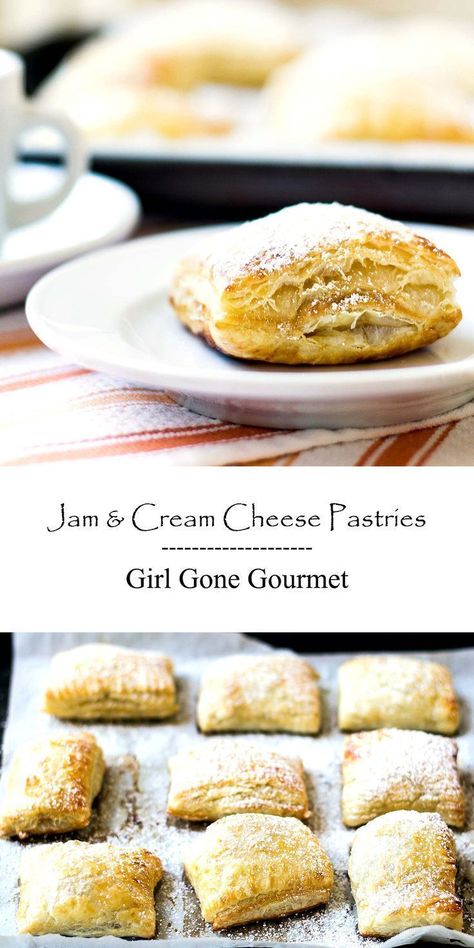 Easy pastries with jam and cream cheese | girlgonegourmet.com Easy Pastries, Cream Cheese Pastries, Recipe Magazine, Cream Cheese Puffs, Cheese Pastries, Cream Cheese Pastry, Dessert Cart, Easy Jam, Pescatarian Diet