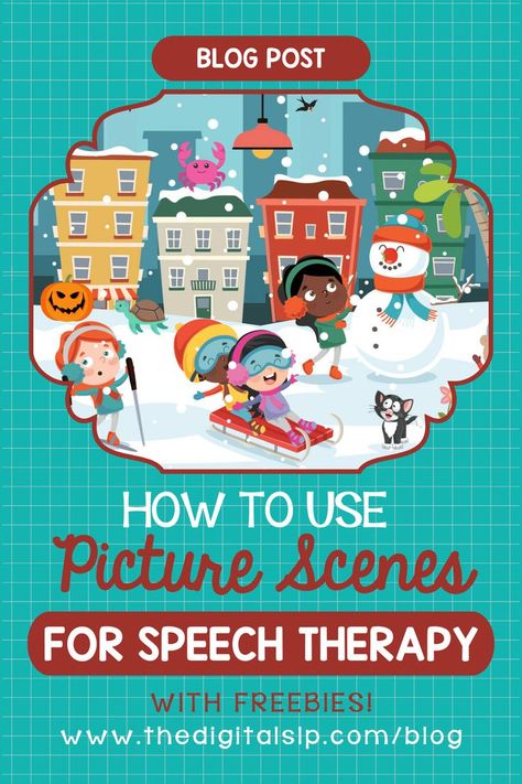 reasons why picture scenes are so effective, how to use them in speech therapy sessions, and ideas for where to find picture scenes. Freebies alert! Picture Scenes For Speech Therapy, Speech Therapy Materials, Speech Therapist, Speech Language Pathologists, To The Rescue, Find Picture, Free Speech, Speech And Language, Speech Therapy