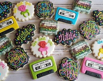 Bachelorette Cookies, Hip Hop Birthday, Custom Sugar Cookies, Bridal Cookies, Citrus Baby, 90s Theme Party, Cookie Decorations, Theme Cookies, Themed Bachelorette