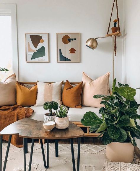 Hiasan Bilik Tidur, Decor Plants, Diy Room, Boho Living Room, Stylish Home Decor, Living Room Inspo, A Living Room, Cheap Home Decor, Living Room Inspiration