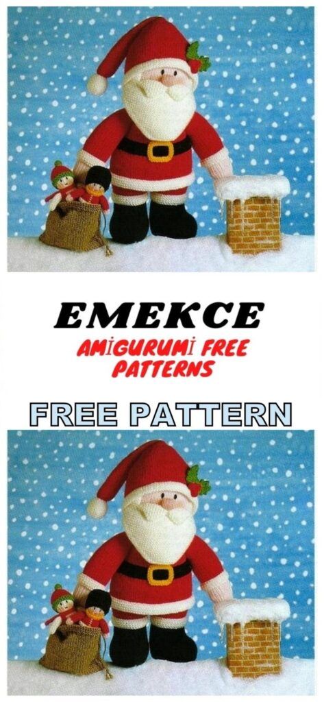 Amigurumi Santa Claus Free Pattern - Emekce.com Be Patterns, Knit Ornament Pattern, Amigurumi Santa Claus, Christmas Knitting Projects, Amigurumi Santa, Best Christmas Toys, Christmas Crochet Patterns Free, Santa Patterns, Crochet Santa