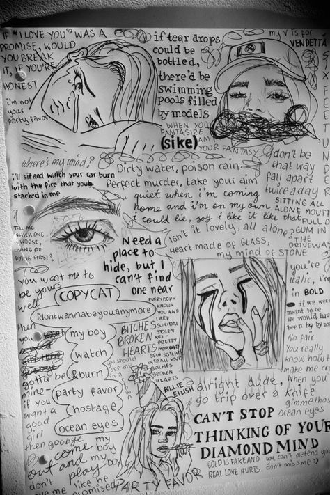 Sketch Ideas With Quotes, Billie Eilish Sketchbook, Letras Cool, Best Lyrics, Arte Grunge, Meaningful Drawings, Arte Sketchbook, Cool Lyrics, Pencil Art Drawings