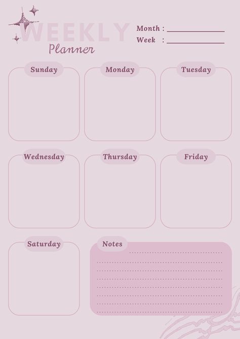 Undated weekly planner