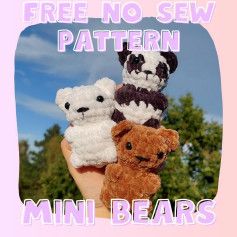 free no sew pattern mini bears Crochet Bear Pattern Free, Mini Bear Crochet, Crochet Pattern No Sew, Crochet Fidget, Autumn Bookmark, Crochet Bear Pattern, Crochet Dreams, Bear Crochet Pattern, Bear Patterns Free