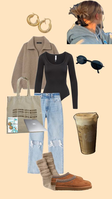 study date fitspo #school #ootd #collegeoutfits #winter #cozy #jacket #totebag #cozyoutfit #study #starbucksoutfit #winteroutfit Starbucks Outfit, School Ootd, Study Date, Cozy Jacket, Cozy Outfit, Cute Fits, College Outfits, Winter Outfits, Ootd