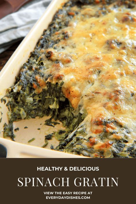 The Best Spinach Gratin Recipe Ever - Everyday Dishes Spinach Casserole Recipes, Spinach Gratin, Spinach Casserole, Everyday Dishes, Spinach Recipes, Veggie Side Dishes, Veggie Dishes, Vegetable Side Dishes, Vegetable Dishes