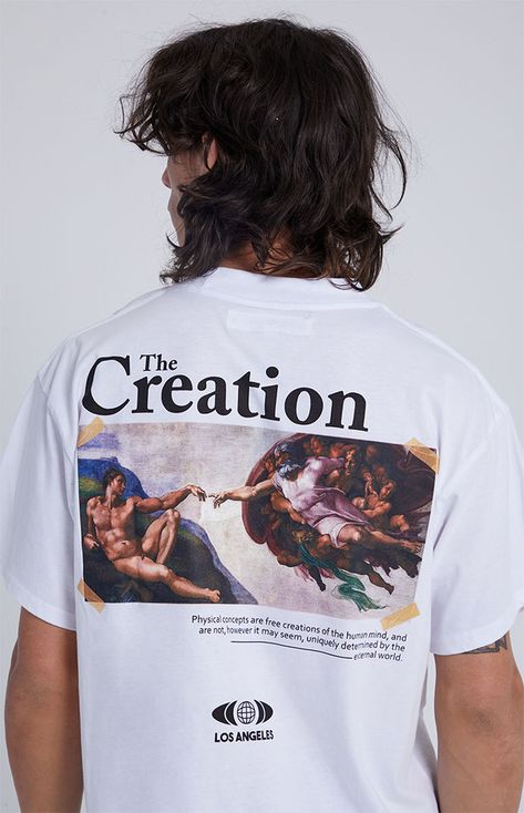 Creation Oversized T-Shirt Pacsun Shirts Graphic Tees, Graphic Tees Street Style, Minimal Shirt Design, Minimal Streetwear, Pacsun Mens, Oversized White Shirt, Typography Shirts, Aesthetic Fits, Graphic Tee Design