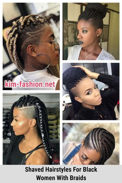 10 Bold Side Shaved Hair Ideas for a Daring Look Cornrows With Shaved Sides Black Women, Braids And Shaved Sides For Black Women, Shaved Hair With Braids, Braid Styles With Shaved Sides, Shaved Loc Styles For Women, Cornrows With Shaved Sides, Mohawk Braids With Shaved Sides, Shaved Sides With Braids, Braids With Undercut Black Women