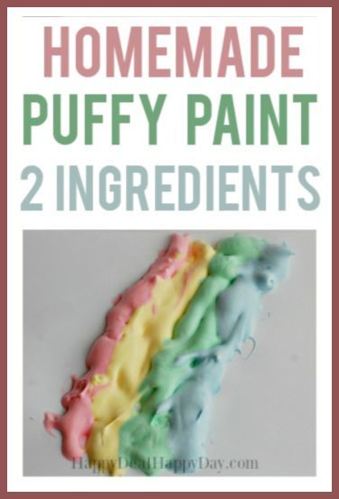 Homemade Puffy Paint - Just 2 Ingredients - Super Easy!!  Just use white glue, shaving cream, and optional food coloring to make a rainbow of colors!  #homemadepuffypaint #puffypaintwithshavingcream #shavingcreampuffypaint Paint With Shaving Cream, Homemade Puffy Paint, Shaving Cream Painting, Paint For Kids, Crafts Homemade, Puffy Paint, Toddler Art, Kids' Crafts, Easy Crafts For Kids