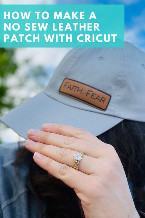 How To Make Hats With Cricut, Cricut Leather Hat Patch, Leather Patches With Cricut, Hats With Cricut, Cricut Leather Patch Hat, Leather Patch Cricut, How To Make Leather Patches For Hats, Diy Faux Leather Projects No Sew, Leather Ideas Diy