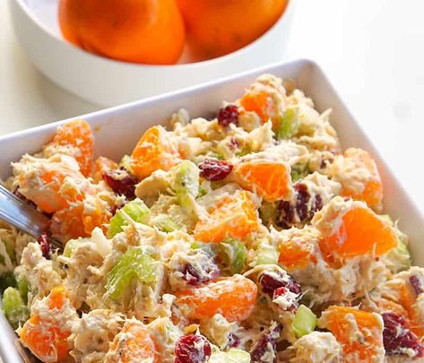 Mandarin Orange Chicken Salad 12 Tomatoes, Apricot Chicken Salad, Manderine Orange Chicken Salad, Mandarin Orange Chicken Salad, Mandarine Recipes, Christmas Salad Recipes, Cranberry Chicken Salad, Apricot Chicken, Meat Salad