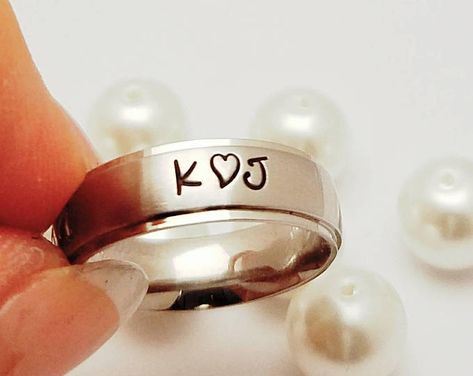 I really like this! Name Rings Gold Unique, Jk Accessories, Dates Quotes, Mans Ring, Stainless Steel Wedding Bands, Couple Ring Design, Ruby Wedding Rings, Mothers Ring, Diamond Cluster Engagement Ring