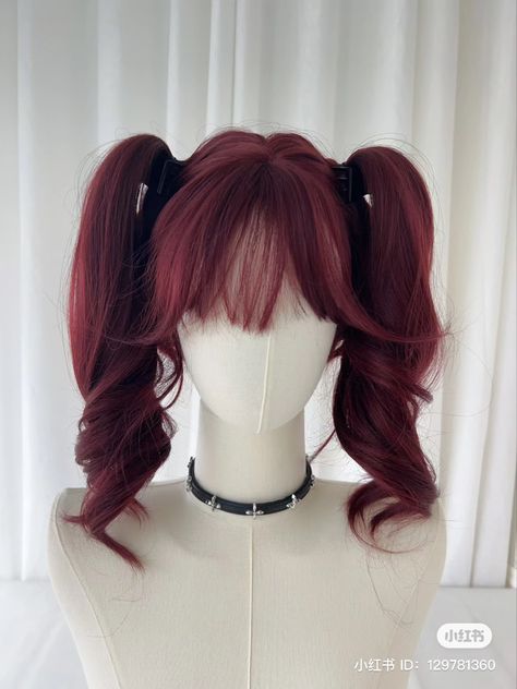 Red Pigtails, Red Hair Hairstyles, Aesthetic Red Hair, Kpop Hair, Dyed Hair Inspiration, Hairstyles For Layered Hair, Kawaii Hairstyles, Beautiful Curly Hair, Shot Hair Styles