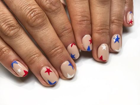 Memorial Day Nails, Olive Nails, Oval Shaped Nails, Usa Nails, Patriotic Nails, Cherry Nails, 4th Of July Nails, July Nails, Oval Nails