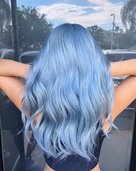 33 Pastel Blue Hair Color Ideas That Will Turn Heads 29 Light Blue Hair Color, Blue Hair Styles, Pastel Blue Hair Color, Ice Blue Hair, Blue Hair Ideas, Denim Blue Hair, Icy Blue Hair, Blonde And Blue Hair, Blue Hair Color Ideas