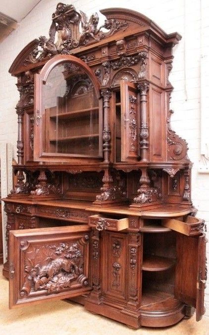 Marble Top Buffet, Unusual Furniture, Gothic Furniture, Dream Furniture, Carved Furniture, Cabinet Style, Victorian Furniture, Ornate Furniture, Fantastic Furniture