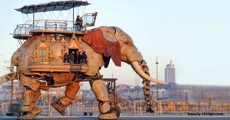 20 incredible buildings that defy the laws of physics (By Beauty Things) - 9GAG Mechanical Animals, Nantes France, Wooden Elephant, Steampunk Decor, 3d Street Art, Unusual Homes, Legolas, An Elephant, Arte Animal