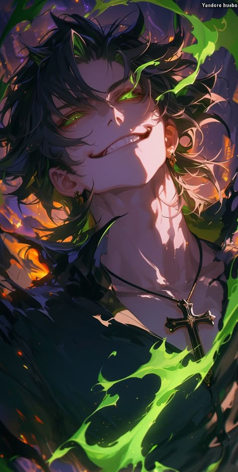 Cool Character Wallpaper, Male Splash Art, Snake Human Hybrid Male, Green Hair Oc Male, Green Haired Anime Guy, Monster Character Art, Leo Hair, Dragon Man, Men Character