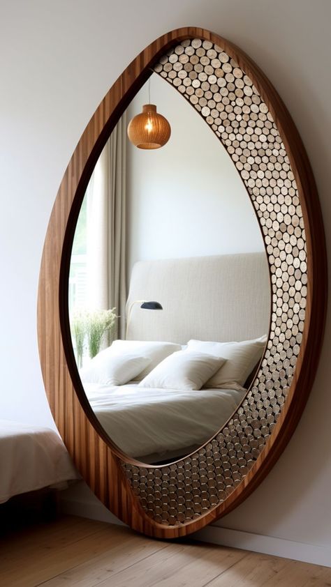 Blob Mirror Luxury Bedrooms, Wood Furniture Design, Modern Luxury Bedroom, Furniture Details Design, Furniture Details, House Interior Decor, Home Decor Mirrors, Home Room Design, Unique Furniture