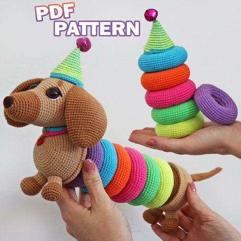 21 Irresistible Crochet Toy Patterns for Kids and Kids-at-Heart Cute Dog Toys, Crochet Game, Baby Activity, Toy Crochet, Stacking Toys, Crochet Dog, Activity Toys, Crochet Kit, Crochet Toys Patterns