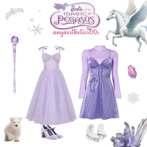 Barbie 2023 Outfit Ideas, Animated Barbie Movie Outfits, Barbie Fairytopia Costume, Barbie Bounding, Childhood Healing, Crochet Cosplay, Barbie Pegasus, Barbie 12 Dancing Princesses, Princess Inspired Outfits