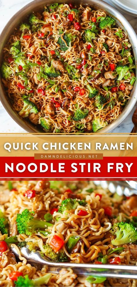 Easy Chicken Ramen Noodle Recipes, Chicken And Ramen Noodles Recipes, Stir Fry With Ramen Noodles, Quick Chicken Ramen, Easy Chicken Ramen, Stir Fry Ramen Noodles, Ramen Noodle Stir Fry, Chicken Ramen Noodle Recipes, Ramen Noodle Recipes Easy