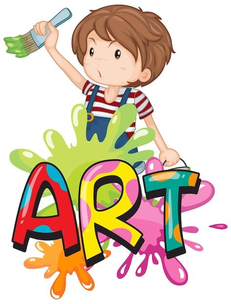 Drawings For Kindergarten, Design For Classroom, Art Word Design, Font Art Design, Word Art Drawings, Kid Painting, Drawing Children, Arts Logo, Classe D'art