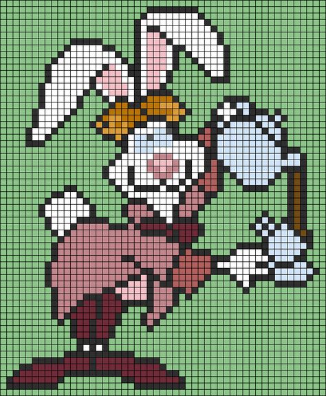 Alice In Wonderland Pixel Art, Alice In Wonderland Perler Beads, Pixel Art Chat, Cartoon Pixel Art, Alice In Wonderland Lewis Carroll, Graph Patterns, Melty Bead Patterns, Knitting Machine Patterns, Pixel Crochet