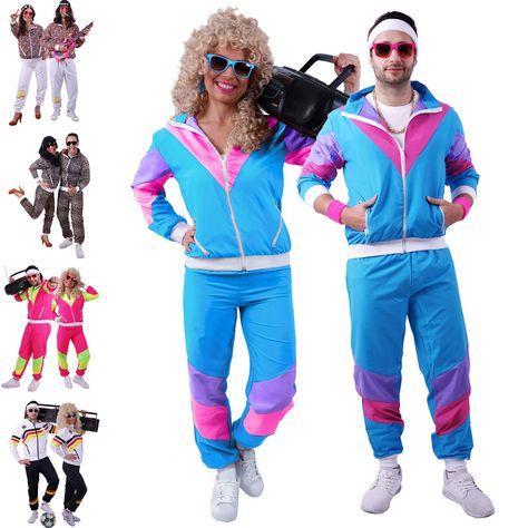 80s Costume For Men, Disco Dance Outfits, 90s Hip Hop Costume, Tracksuit 90s, Retro Tracksuit, 80s Costumes, 90s Theme Party Outfit, 80s Fancy Dress, Men Windbreaker