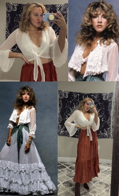 Stevie Knicks Outfit Ideas, 70s Stevie Nicks Outfits, Fleetwood Mac Halloween Costume, New Orleans Witch Outfit, Steve Nicks Style, Stevie Nicks Bachelorette Party, Stevie Nicks Style Inspiration, Diy 70s Outfit, Stevie Nicks Halloween Costume