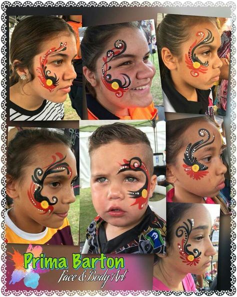 Aboriginal Face Paint, Aboriginal Face Painting, African Face Paint Dots, Africa Face Paint, Canada Face Paint, Children In Need Face Paint, Face Paint Designs, Face Paintings, Australia Day