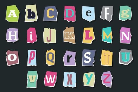 Letter Alphabet Aesthetic, Alphabet Printables Aesthetic, Scrapbook Lettering Alphabet, Printable Alphabet Letters Aesthetic, Ransom Letter Aesthetic, Ransom Note Aesthetic, Ransom Letter Alphabet, Fonts Alphabet Aesthetic, Letters Aesthetic Alphabet