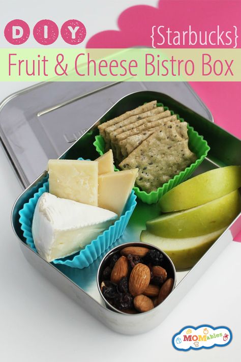 DIY Starbucks Cheese and Fruit Bistro Box via MOMables is a quick and cost effective way to get a nice snack or lunch into your day! Bagel Sandwich Ideas, Bistro Box, Healthy Snack For Kids, Cheese And Fruit, Diy Starbucks, Snack For Kids, Sandwich Ideas, Diy Snacks, Bagel Sandwich