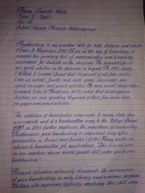 This is the handwriting of an 8th std student named prakriti malla.. this is selected as the best handwriting in india... - http://ift.tt/1HQJd81 Amazing Handwriting, Learn Handwriting, Handwriting Examples, Pretty Handwriting, Perfect Handwriting, Handwriting Analysis, Improve Your Handwriting, Neat Handwriting, Improve Handwriting