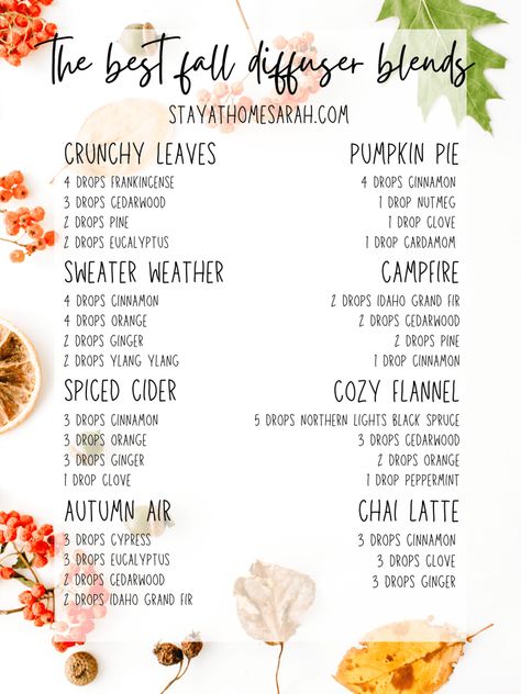 list of fall essential oil diffuser blends Fall Night Essential Oil Blend, Autumn Scents Essential Oils, Relaxing Fall Diffuser Blends, Fall Scented Essential Oils, Fall Scents For Diffuser, Fall Diffuser Scents, Fall Essential Oils Blends, Fall Morning Essential Oil Blend, Essential Oil Fall Candle Recipes