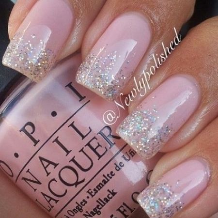 Wedding Nails Pink Glitter, Pink Wedding Nails, Pink French Manicure, Glitter French Manicure, Silver Glitter Nails, Wedding Nails French, Glitter Manicure, Black Acrylic Nails, Pink Manicure