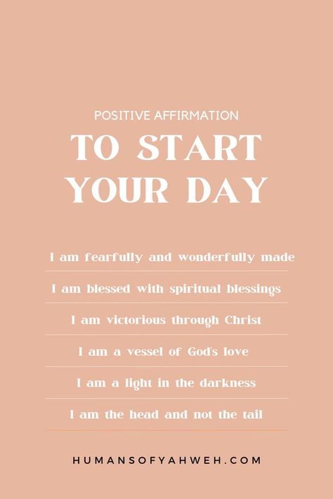 Start your day on a positive note with these uplifting Christian I AM affirmations! 🙏💕 By speaking these affirmations over yourself each morning, you can cultivate a mindset of gratitude, hope, and self-love. 🌟 Share it with someone who could use a daily dose of encouragement and inspiration. #Motivation #Inspiration #BibleVerse #ChristianLiving #Encouragement #Hope #TrendingNow #Gratitude #Mindfulness #GoodVibesOnly #SelfLove #DailyDevotion #SpiritualGrowth #PositiveEnergy #FaithOverFear Christian Mindset Quotes, Christian Morning Affirmations, Biblical Positive Affirmations, Christian Affirmations Wallpaper, Christian Daily Affirmations, Christian Positive Affirmations, Daily Devotional For Women Mornings, Uplifting Quotes Positive Christian, Daily Christian Affirmations