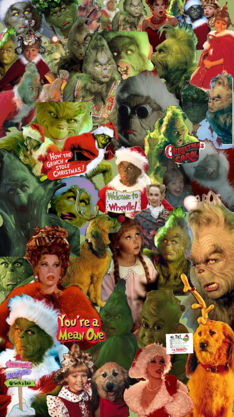 #christmasaesthetic #grinch #drseuss #thegrinchwhostolechristmas #cindylouwho #whoville Live Action Grinch Wallpaper, Whoville Wallpaper, Whoville Aesthetic, Grinch Aesthetic Wallpaper, The Grinch Wallpaper Aesthetic, Grinch Lockscreen, Grinch Collage, Grinch Background, Grinch Videos