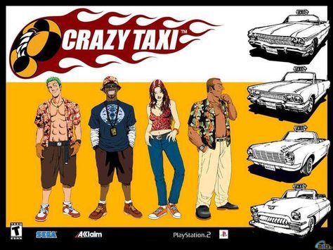 Crazy Taxi Video Game Backgrounds, Crazy Taxi, 90s Memories, Driving Games, Sega Dreamcast, Sega Games, Road Rage, Retro Video Games, Pc Games