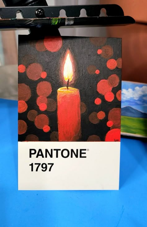 Pantone Postcard Challenge, Pantone Challenge Gouache, Pantone Challenge Ideas, Pantone Painting Challenge, Pantone Card Painting, Pantone Postcard Art, Guache Painting Ideas, Pantone Painting, Pantone Postcards