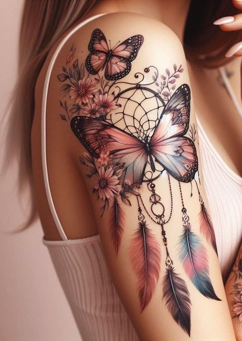 A Butterfly Tattoo, Small Wave Tattoo, Catrina Tattoo, Butterfly Tattoos For Women, Tattoos For Women Flowers, Dream Catcher Tattoo, Getting A Tattoo, Hand Tattoos For Women, Dope Tattoos For Women