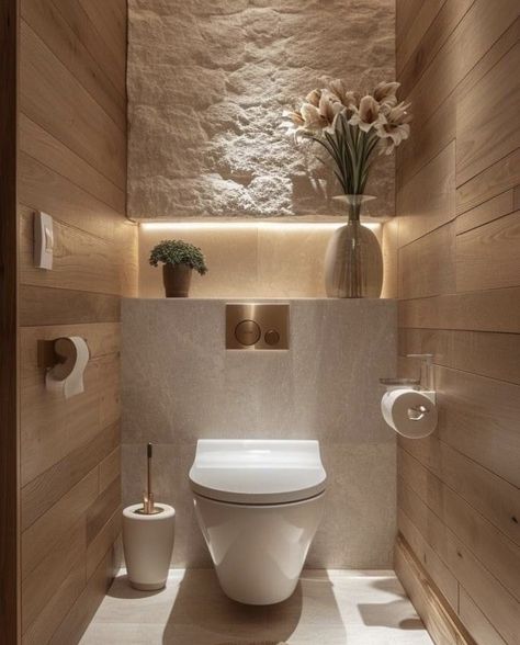 Spa Bathroom Decor Ideas, Klein Toilet, Small Toilet Design, Spa Bathroom Decor, Small Toilet, Guest Bathrooms, Toilet Design, Bathroom Inspiration Decor, Bathroom Spa