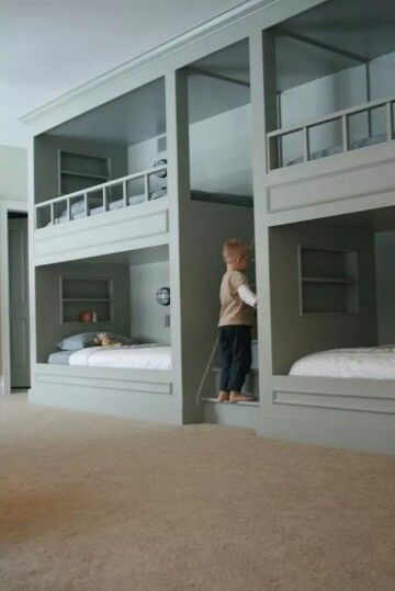 Bunk Bed Room, Bunk Bed Rooms, Bunk Bed With Desk, Bunk Beds Built In, Built In Bed, Built In Bunks, Bunk Rooms, Cool Bunk Beds, Bunk Beds With Stairs