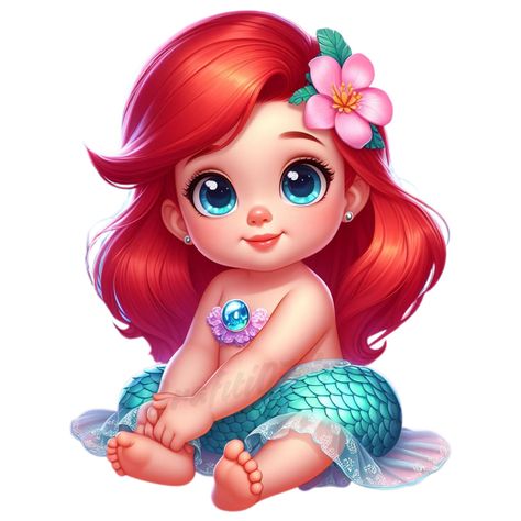 Ariel Images, Ariel Baby, Princess Character, Baby Disney Characters, Disney Princess Toddler, Disney Princess Babies, Disney Cuties, Character Clipart, Chic Tattoo