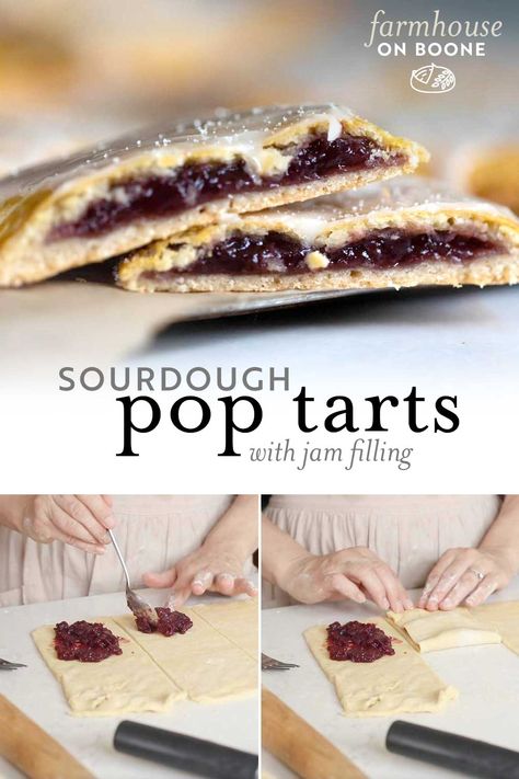 This sourdough pop tarts recipe is so easy to make and brings back the best childhood memories. Made with sourdough discard and filled with strawberry jam, you only need a few pantry staples to make this classic treat in your own kitchen. Sourdough Discard Pop Tarts, Sourdough Discard Treats, Einkorn Sourdough Discard Recipes, Sourdough Pop Tarts, Discard Pop Tarts, Sourdough Treats, Sourdough Sweets, Sourdough Dessert, Pop Tarts Recipe