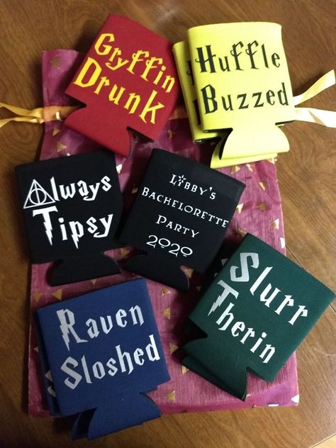 Harry Potter Koozie, Harry Potter Bridesmaid Proposal, Hogwarts Feast, Harry Potter Bridesmaid, Bachelorette Gift Baskets, Harry Potter Engagement, Harry Potter Bachelorette Party, Harry Potter Bachelorette, Bachelorette Koozies